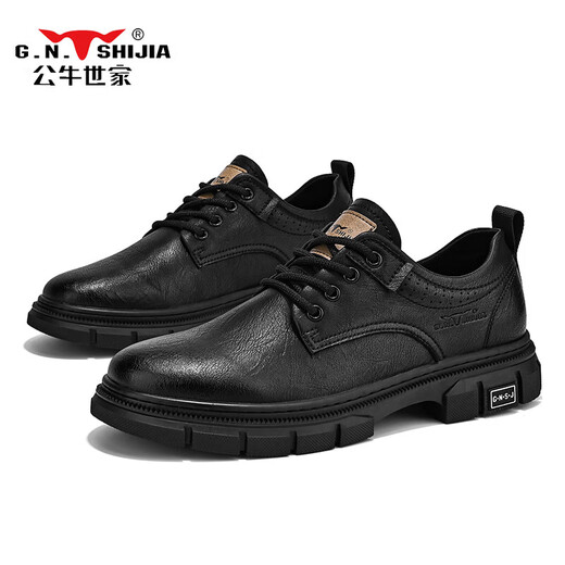 Bull Family Business Formal Leather Shoes Men's Shoes Autumn and Winter 2025 New Shoes Men's Casual Men's Genuine Leather Martin Boots Men's Black Four Seasons Shoes GN123101753 41 (Standard Sports Code)