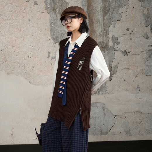 Nishimachi Village House (SETIROM) College Suit Women's 2025 New Knitted Vest, Shirt, Underwear and Outerwear including Tie XAAD10576 Off-White/Coffee One Size