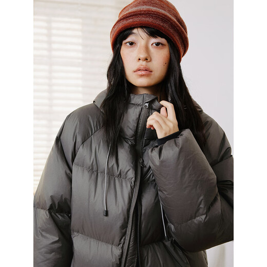 OCTOPUSME Black Hooded Lightweight Down Jacket Women's Autumn and Winter Short Warm Bread Jacket Light Green M