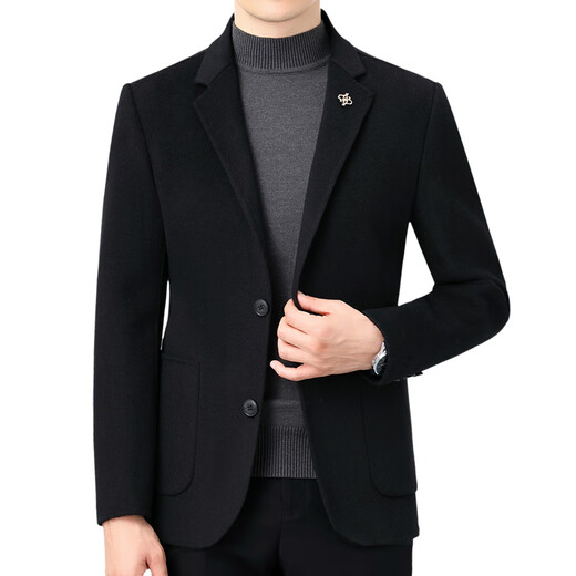 EMZ Ordos City men's suit jacket wool double-sided woolen men's spring and autumn suit middle-aged business casual sheep dark gray 2267 XL180 (recommended 140-156 Jin Jin equals 0.5 kg) One size fits all