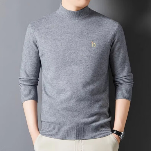 Mr.hippies high-end brand autumn and winter new half turtleneck solid color cashmere sweater men's casual knitted sweater thick base layer half turtleneck black XL (recommended 130-150Jin Jin equals 0.5kg)