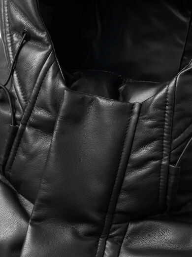 Tutu Diary Winter Haining Leather Men's Genuine Mid-Length Plus Velvet Thickened Sheepskin Down Jacket Coat Windbreaker Hooded Jacket Black L L Recommended weight 100Jin Jin equals 0.5kg -130Jin Jin equals 0.5kg