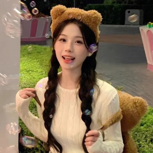 Tanbeiman Universal Studios same style Tim bear headband, face wash hoop, photo cartoon plush cute headband hair accessories new style Universal Studios same style bear headband