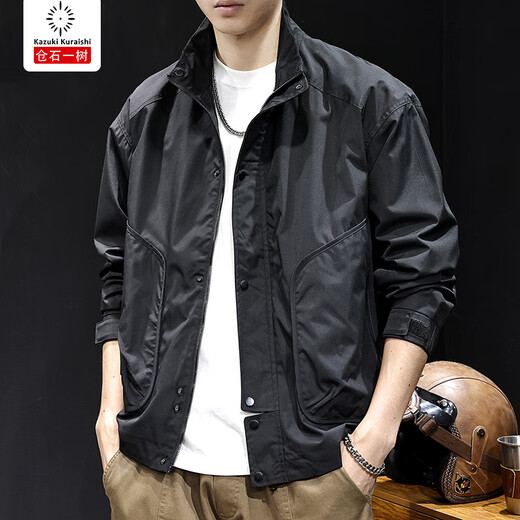 Kuraishi Kazuki high-end outdoor handsome men's jacket spring and autumn new American casual stand collar loose short work jacket Moni Green XL suitable weight 135-150Jin Jin equals 0.5 kg