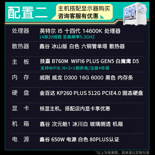 Gigabyte 12-phase interest-free sea view room 14600K/14700KF/14900K no graphics card barebone desktop assembly computer game transitional design core display host with two 14600K core display D5 host