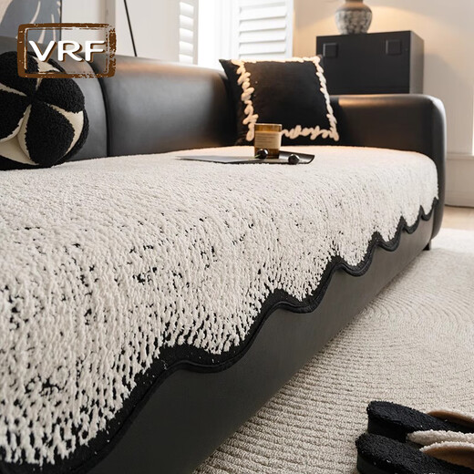 VRF German four seasons high-end Lawrence straight-row sofa cushion plush thickened non-slip cover cloth anti-cat scratch sofa cushion special-shaped Leyan-dark coffee half-velvet skin-friendly and comfortable 90*240cm three-seater/four-seater