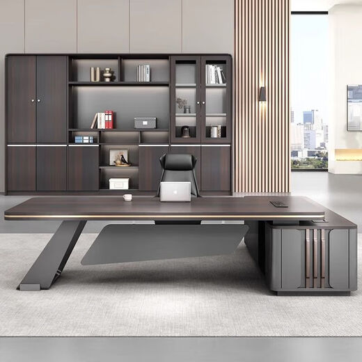 Light luxury boss desk office desk and chair combination, simple and modern leadership manager room furniture, president desk executive desk, including door-to-door installation 1.8 meters#Boss table
