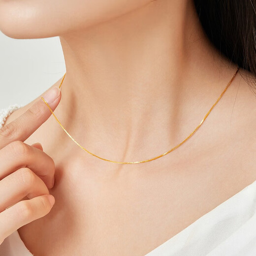 China Gold (CHINA GOLD) 18K gold necklace women's gold chain plain chain Chopard chain o-shaped water wave chain matching chain set birthday gift for girlfriend Chopard chain/gold color/about 1.05g