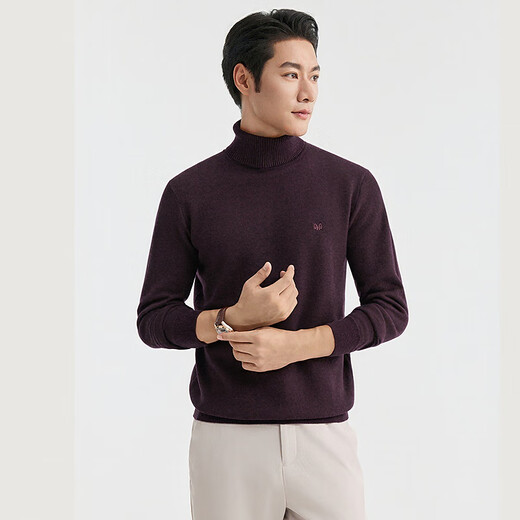 Hengyuanxiang turtleneck thickened wool sweater for middle-aged men with two lapels pure wool casual men's sweater warm solid color sweater for men black L/175/92A