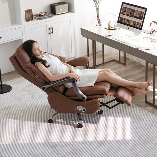 Gujia Home Jingdong Exclusive Furniture Genuine Leather Computer Chair Ventilated Heating Massage Reclining Lunch Break Office Boss President Chair