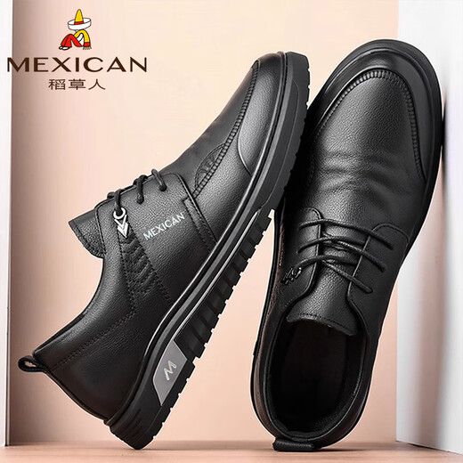Scarecrow (MEXICAN) Scarecrow business leather shoes men's trendy versatile sneakers casual shoes black 39