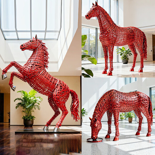 Huiqi Shangpin stainless steel hollow luminous horse sculpture outdoor courtyard garden night scene community square lighting decoration garden ornaments can be customized