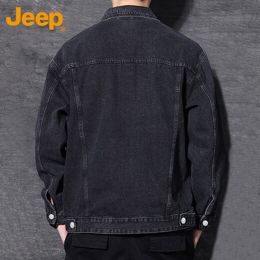Jeep (JEEP) denim jacket men's autumn and winter men's work jacket black casual versatile top men's black XL
