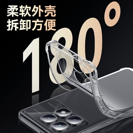 Biyazi convient au cas de téléphone mobile Redmi K70 Édition suprême Xiaomi Redmi K70 Édition suprême de protection de quatre coins anti-bas Airbag ultra-mince TPU Soft Shell JK692 transparent
