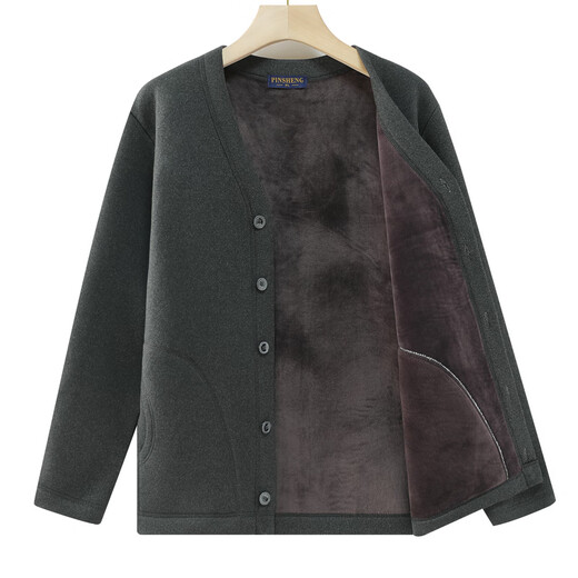 Fengxiao high-end middle-aged and elderly thermal underwear jacket men's tops three-layer quilted thickened large size cardigan stand collar