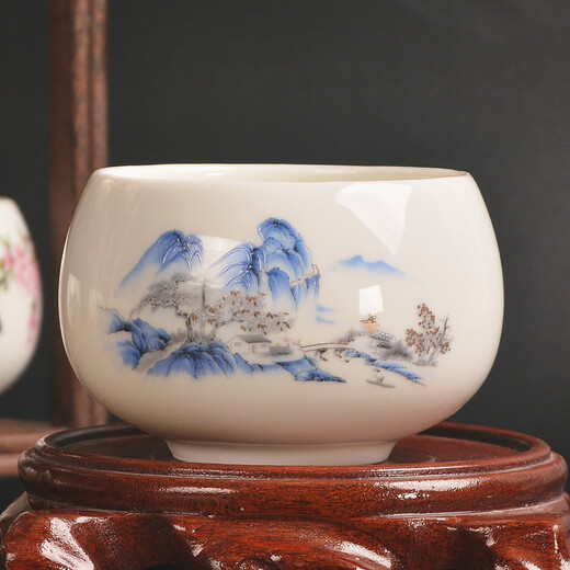 Shield Goat Fat Jade Porcelain Master Cup, Personal Drinking Cup, High-end Tea Cup, Ceramic Tea Cup, Tea Set, Household Tea Cup, Luohan Cup - Bamboo Fun Panda (Simplified)