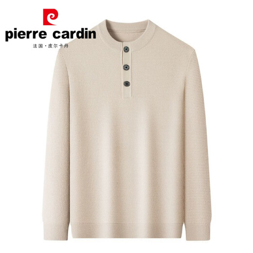 Pierre Cardin Henry collar men's sweater men's cardigan winter 2024 new style sweater long-sleeved inner layering shirt earth brown one size 50