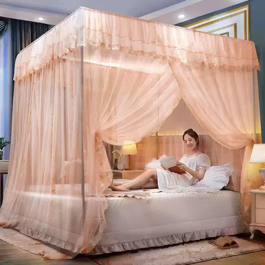 Yusenyi Mosquito Net Home 2025 New Bedroom Installation-free 1.8 by 2.1.5 by 2.8 Meters Large Bed Pattern Brand Elegant Gray + Bold Bracket 1.22 Meters Bed