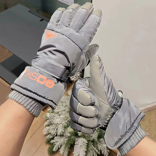 Tolea Warm Gloves Winter Cold-proof Outdoor Cycling Warm Ski Gloves Velvet Water-Repellent Touch Screen Men's and Women's Gloves White - Same Style for Men and Women Velvet Warmth/Water-Repellent One-size-fits-all