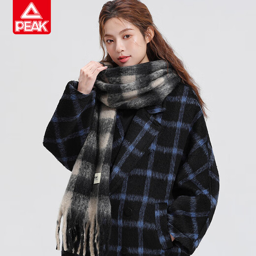 Peak winter large scarf warm and thickened Korean version versatile ins shawl plush scarf black