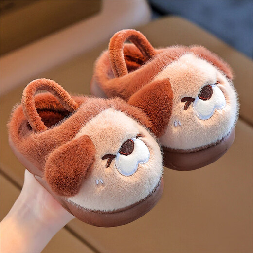 YAWULFE children's cotton slippers 2025 new cartoon non-slip warm furry slippers for girls and boys pink rabbit 30-31 (inner length 19cm) no elastic band