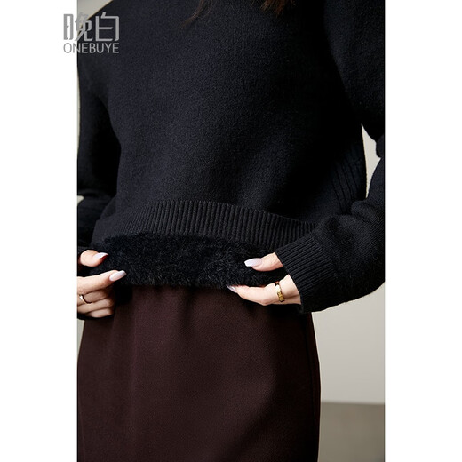 Late White Off Size Clearance 2025 Winter Fashion Casual Sweater Solid Color High Elastic Wool Velvet Sweater Women Black S