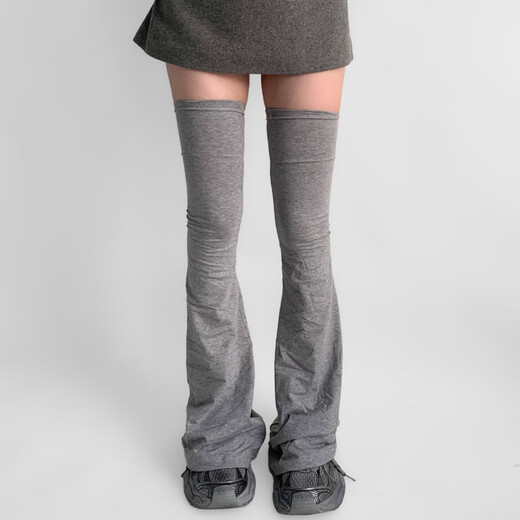 Night Classroom Winter Leg Covers Over the Knees Autumn and Winter Gray Long-Tube Horned Wide-Leg Socks Covers Extra Long Black Socks Women Gray One Size
