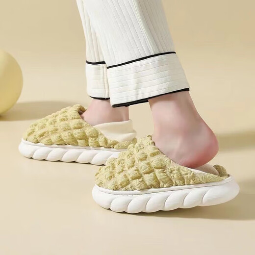 New style cotton shoes with velvet and velvet to keep pregnant women's home indoor non-slip bag with thick sole autumn and winter confinement slippers for women, puff confinement shoes - green size 38-39