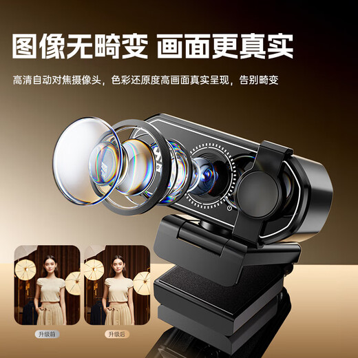 Computer camera desktop HD with microphone USB external laptop desktop online class teaching video conferencing external driver-free 2K with stand