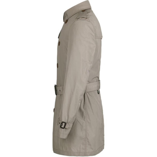 博柏利（BURBERRY）纯色双排扣翻领长袖中长款风衣男款 浅棕色 2XL