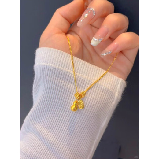 Beimeixing Chinese Valentine's Day gift 2025 new 18k package gold gourd necklace female minimalist Nafu necklace Nafu gold gourd necklace