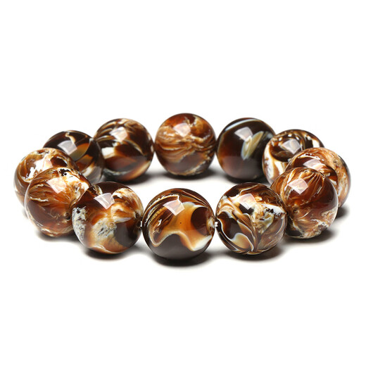 Kou Shiye Selected Burmese Root Amber Bracelet Amber Beeswax Demonic Flower Cave Honey Bead Bracelet for Men and Women Natural Root Amber Diameter 14mm*15 Pieces