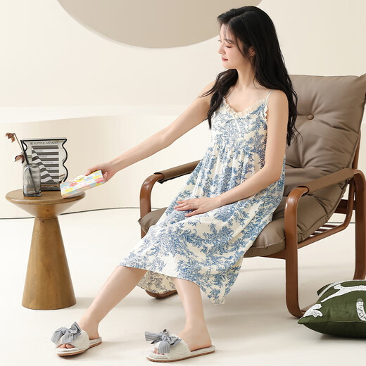 Catman Yunduo Cotton Pyjamas Damen-Hosenträger Nachthemd ohne Sinn für Brustpolster und Anti-konvexe Punkte im Sommer kann neuer Stil im dünnen Sommer getragen werden [Yunduo Cotton + Brust Pad] 6626 XL [Gewicht 120-140jin [Jin gleich 0,5 kg]]]
