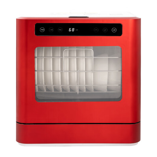 Little Sun Dishwasher for 8 people, fully automatic bench-mounted dual-purpose, small mini multi-functional disinfection and drying, upper and lower double spray, bench-mounted dual-purpose, red-dual-mode model