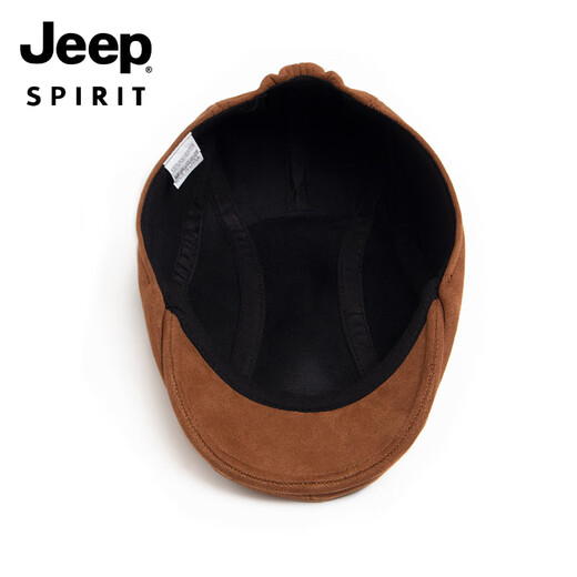 JEEP fashion suede beret men's autumn and winter retro peaked cap casual painter forward cap elastic head circumference black - suede peaked cap one size adjustable