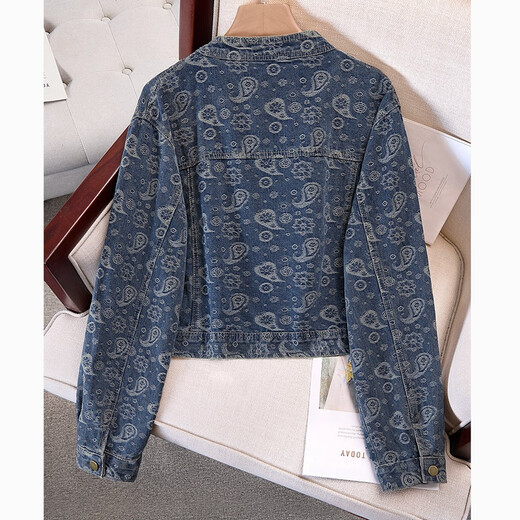 Sibaishe Round Neck Retro Long Sleeve Denim Jacket Women's 2025 Autumn New Fashion Washed Loose Top