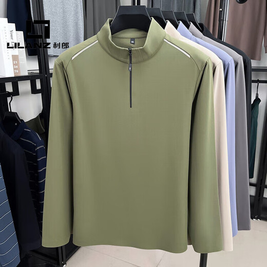 LILANZ official new light luxury high-end half-zip sweatshirt men's stand collar spring and autumn 2026 new solid color fashion flagship official khaki XL