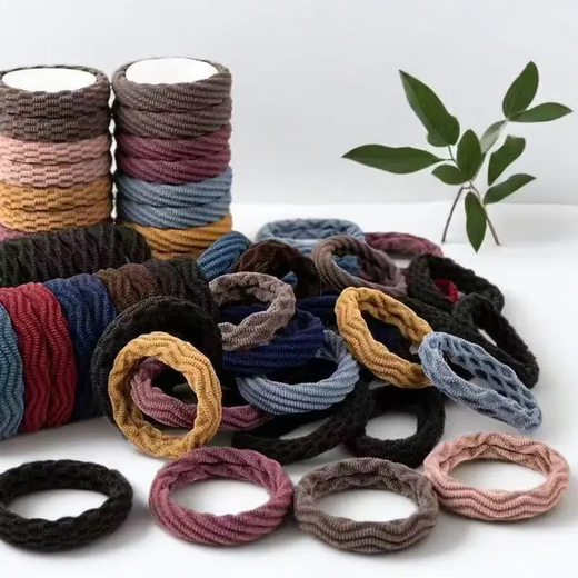 Highly elastic and durable seamless towel ring rubber band headband Korean version does not hurt hair hair rope women's simple hair tie hair accessories random pattern mixed color 10 pieces