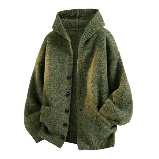 IZEXX high-end cardigan jacket men's autumn lazy style loose versatile hooded sweater sweater ZN97 dark gray 2XL