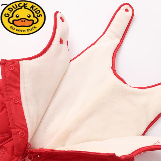 G.DUCKKIDS children's overalls for boys and girls in autumn and winter all-in-one velvet cotton pants for babies with open stalls for children and infants thickened outer trousers coffee color plus velvet and thickening 80