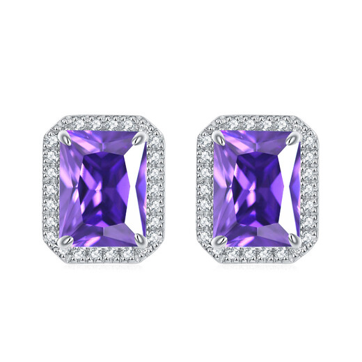 925 square diamond zircon gemstone earrings rectangular crystal earrings jewelry earrings high quality wholesale tanzanite blue December 925 silver