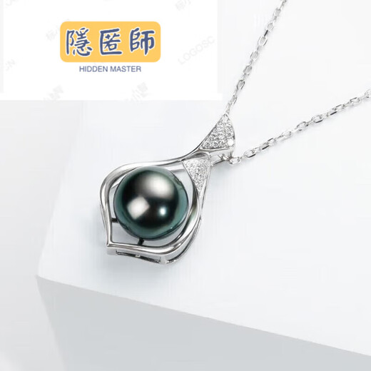 Hidden Master Jewelry Black Pearl Necklace Pendant New Year's Gift for Girlfriend Black Pearl 10-10.5mm+Silver Chain mm+Silver mm+Silver Chain
