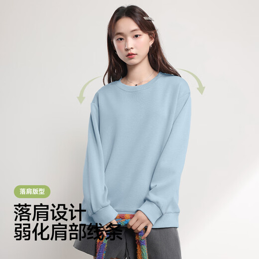 Jeanswest round neck sweatshirt women's loose autumn clothes slim fashion top pullover jacket 2025 autumn and winter new style GX white #小鱼干K L