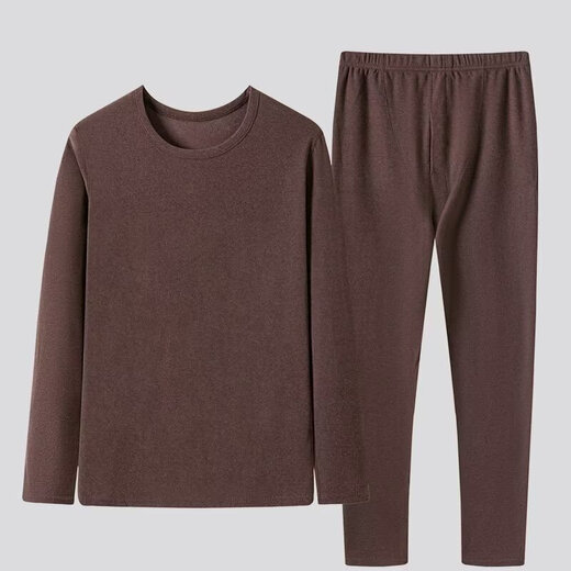 Winter men's thermal underwear set bottoming shirt middle-aged and elderly men's close-fitting thickened German velvet autumn clothes and autumn trousers special price light gray 3XL