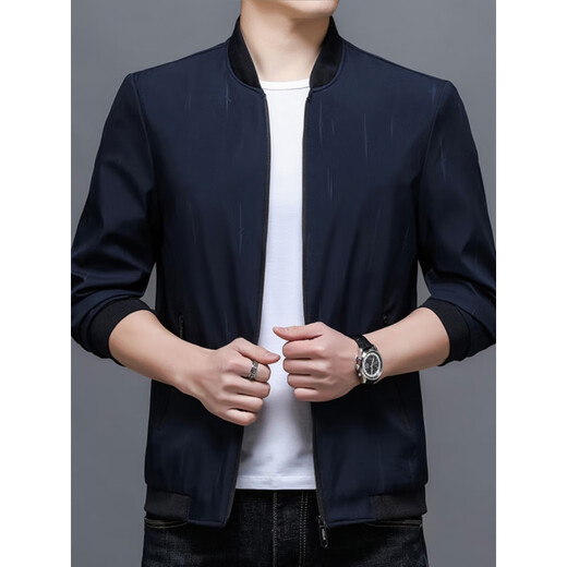 AX Armani light dark pattern jacket men's civil servant business casual jacket baseball collar jacket trendy navy M 170 80-115Jin Jin equals 0.5 kg