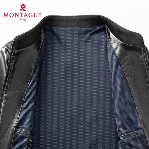 梦特娇（MONTAGUT）【优选皮革&防风保暖】梦特娇专款秋冬立领皮衣男外套364365003SX 中灰 4XL 58 195/108A