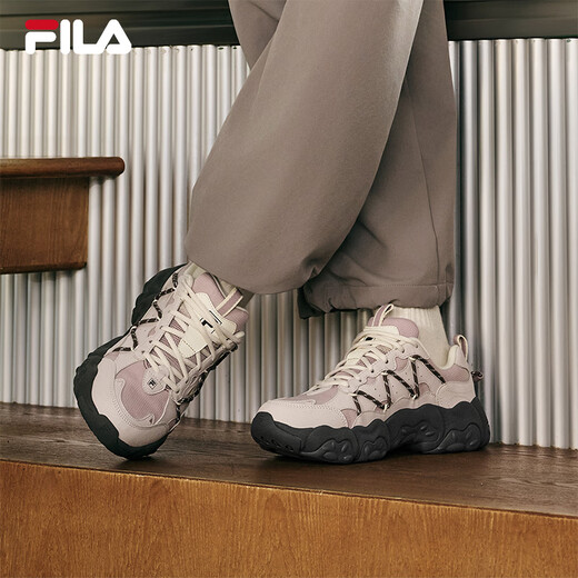 FILA official women's shoes Cat Claw 6 dad shoes sneakers 2025 autumn new shoes thick-soled casual shoes light gray purple/lavender-GA 37.5