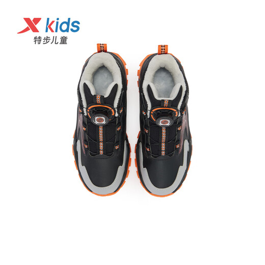 XTEP Children's Shoes Lingfeng 1.0 Dad Style Velvet Winter Windproof Warm Cotton Shoes Black/Aoki Gray 38