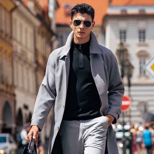 布先生高级感半高立领羊毛衫男纯色商务通勤毛衣男BT16895断码清仓 钢琴黑 XL (180)