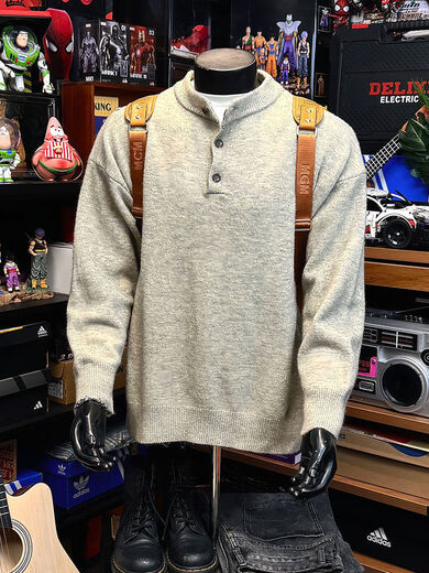 Xiaohongshu’s popular dark gray American Henry collar sweater men’s autumn and winter cleanf lazy retro retro sweater dark gray upgraded version 90 choices M M105-120Jin Jin is equal to 0.5 kg